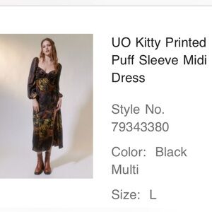 Urban Outfitters Floral Puff Sleeve Dress - Black and Multi